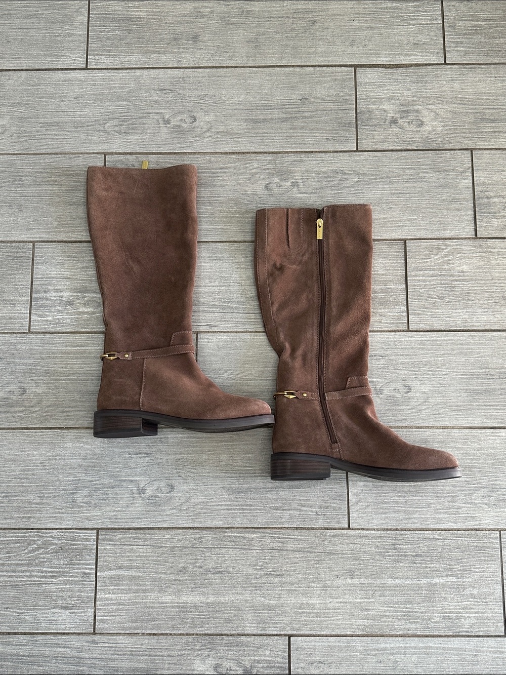 Vince Camuto Adria Ankle Link Knee High Toasted Taupe Riding Boots New! - Picture 10 of 12